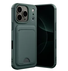 Apple iPhone 17 Pro Kelvin Kartvizitli Silikon - Koyu Yeşil