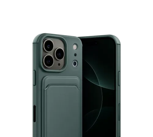 Apple iPhone 17 Pro Max Kelvin Kartvizitli Silikon - Koyu Yeşil