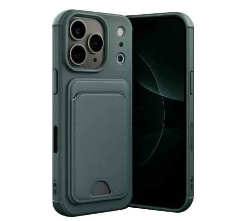 Apple iPhone 17 Pro Max Kelvin Kartvizitli Silikon - Koyu Yeşil