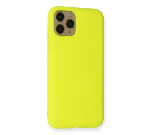 Apple iPhone 11 Pro Kılıf Nano içi Kadife Silikon - Sarı