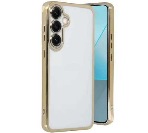 Samsung Galaxy S25 Kılıf Lensli Silikon - Gold