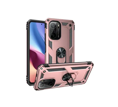 Xiaomi Poco F3 Kılıf Sofya Yüzüklü Silikon Kapak - Rose