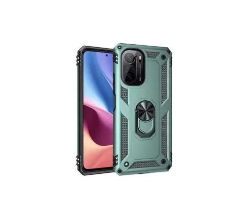 Xiaomi Poco F3 Kılıf Sofya Yüzüklü Silikon Kapak - Yeşil