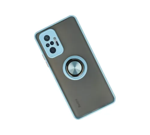 Xiaomi Redmi Note 10 Pro Kılıf Montreal Yüzüklü Silikon Kapak - Buz Mavi