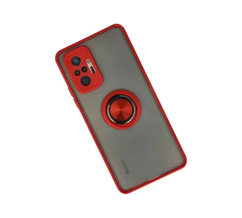 Xiaomi Redmi Note 10 Pro Kılıf Montreal Yüzüklü Silikon Kapak - Kırmızı
