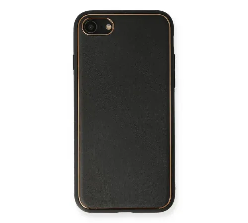 Apple iPhone 7 Kılıf Coco Deri Silikon Kapak - Siyah