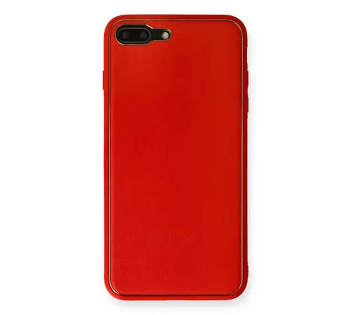 Apple iPhone 7 Plus Kılıf Coco Deri Silikon Kapak - Kırmızı