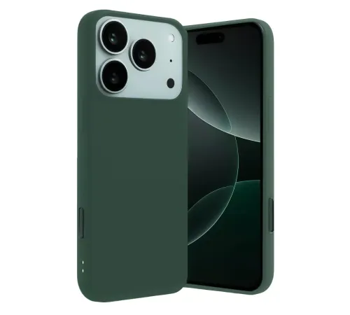 Apple iPhone 17 Pro Nano içi Kadife Silikon - Koyu Yeşil