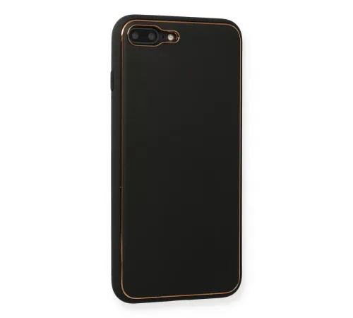 Apple iPhone 7 Plus Kılıf Coco Deri Silikon Kapak - Siyah