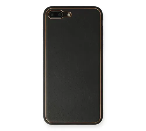Apple iPhone 7 Plus Kılıf Coco Deri Silikon Kapak - Siyah