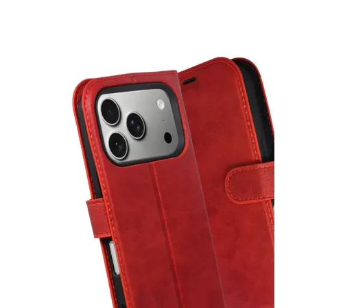 Apple iPhone 17 Pro Trend S Plus Kapaklı Kılıf - Kırmızı