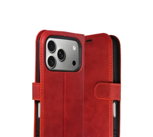 Apple iPhone 17 Pro Max Trend S Plus Kapaklı Kılıf - Kırmızı