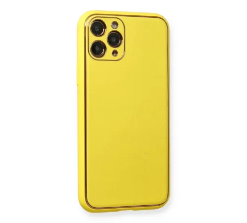Apple iPhone 11 Pro Kılıf Coco Deri Silikon Kapak - Sarı