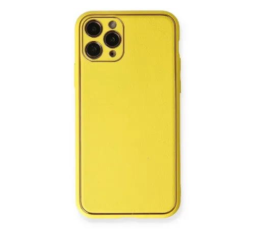 Apple iPhone 11 Pro Kılıf Coco Deri Silikon Kapak - Sarı