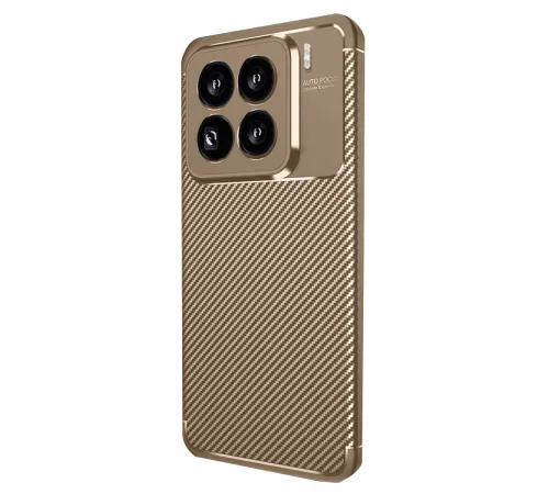 Xiaomi Mi 15 Pro Kılıf Auto Focus Karbon Kapak - Kahverengi