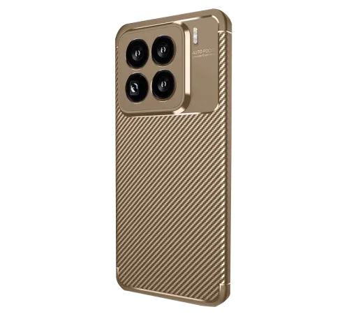 Xiaomi Mi 15 Pro Kılıf Auto Focus Karbon Kapak - Kahverengi