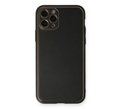 Apple iPhone 11 Pro Max Kılıf Coco Deri Silikon Kapak - Siyah