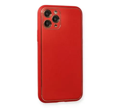 Apple iPhone 11 Pro Max Kılıf Coco Deri Silikon Kapak - Kırmızı