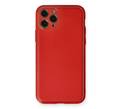 Apple iPhone 11 Pro Max Kılıf Coco Deri Silikon Kapak - Kırmızı