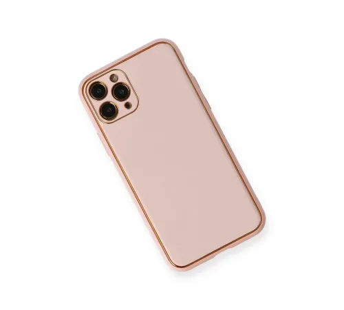 Apple iPhone 11 Pro Max Kılıf Coco Deri Silikon Kapak - Pembe