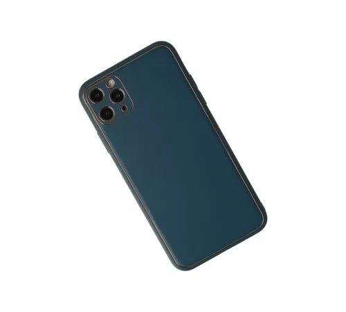 Apple iPhone 11 Pro Max Kılıf Coco Deri Silikon Kapak - Mavi