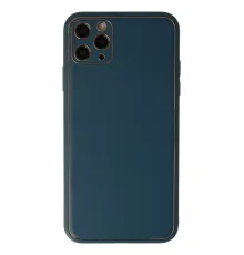 Apple iPhone 11 Pro Max Kılıf Coco Deri Silikon Kapak - Mavi