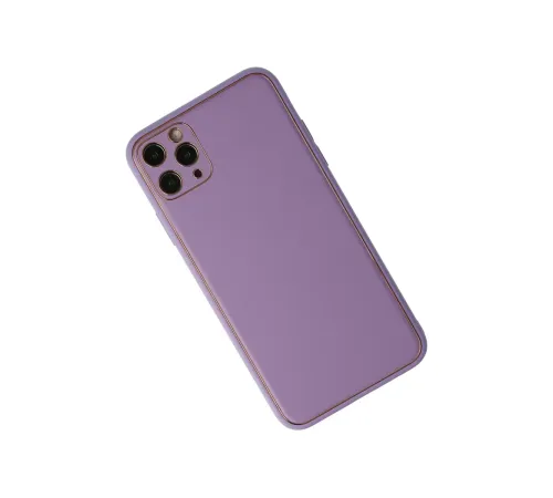 Apple iPhone 11 Pro Max Kılıf Coco Deri Silikon Kapak - Lila