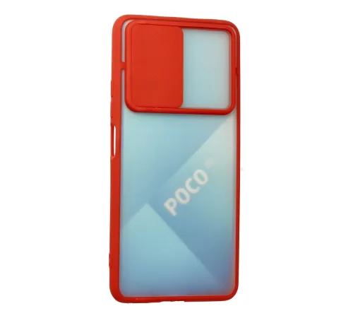Xiaomi Poco F3 Kılıf Palm Buzlu Kamera Sürgülü Silikon - Kırmızı