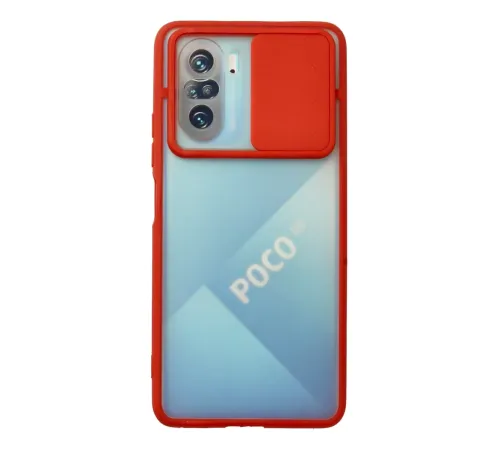 Xiaomi Poco F3 Kılıf Palm Buzlu Kamera Sürgülü Silikon - Kırmızı