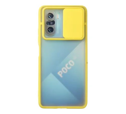 Xiaomi Poco F3 Kılıf Palm Buzlu Kamera Sürgülü Silikon - Sarı