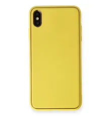 Apple iPhone XS Max Kılıf Coco Deri Silikon Kapak - Sarı