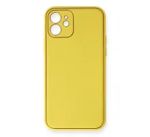 Apple iPhone 12 Kılıf Coco Deri Silikon Kapak - Sarı