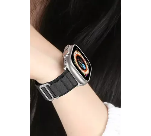 Apple Watch Ultra 49mm Mountain Kordon - Siyah-Turuncu