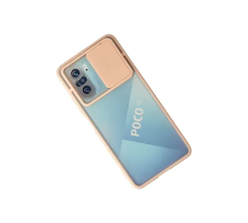 Xiaomi Poco F3 Kılıf Palm Buzlu Kamera Sürgülü Silikon - Pembe