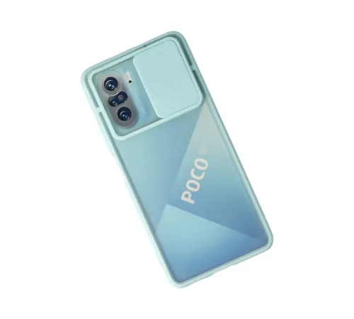 Xiaomi Poco F3 Kılıf Palm Buzlu Kamera Sürgülü Silikon - Turkuaz