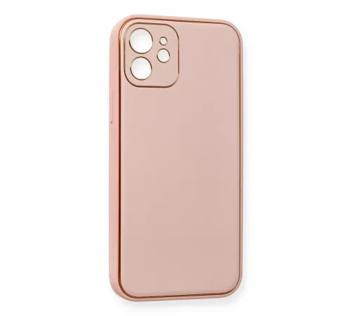 Apple iPhone 12 Kılıf Coco Deri Silikon Kapak - Pembe