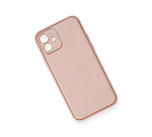 Apple iPhone 12 Kılıf Coco Deri Silikon Kapak - Pembe