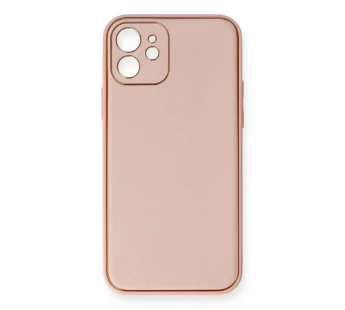 Apple iPhone 12 Kılıf Coco Deri Silikon Kapak - Pembe