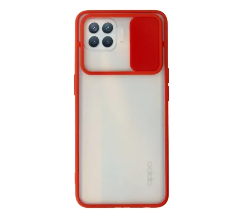 Reno 4 Lite Kılıf Palm Buzlu Kamera Sürgülü Silikon - Kırmızı