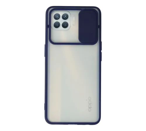 Reno 4 Lite Kılıf Palm Buzlu Kamera Sürgülü Silikon - Lacivert