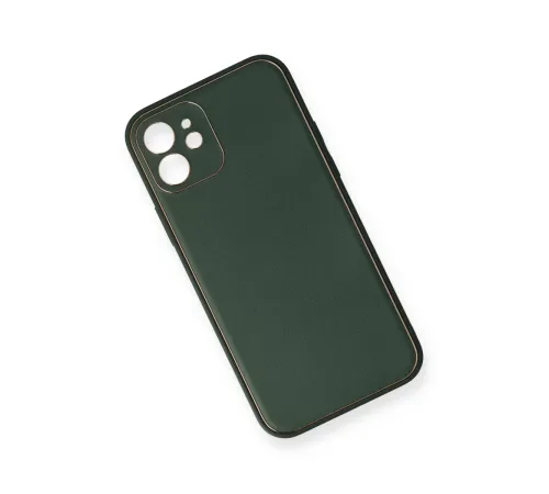 Apple iPhone 12 Mini Kılıf Coco Deri Silikon Kapak - Yeşil