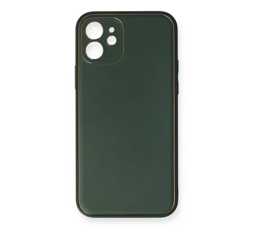 Apple iPhone 12 Mini Kılıf Coco Deri Silikon Kapak - Yeşil