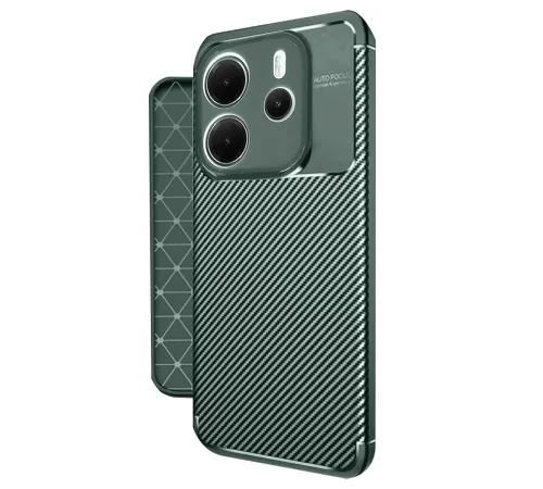 Xiaomi Redmi Note 14 4G Kılıf Auto Focus Karbon Kapak - Koyu Yeşil