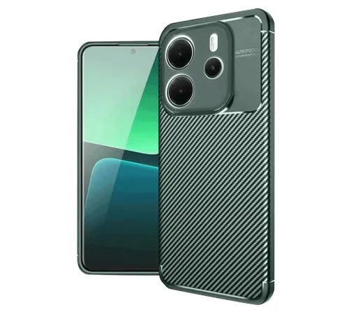 Xiaomi Redmi Note 14 4G Kılıf Auto Focus Karbon Kapak - Koyu Yeşil