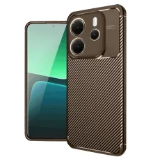 Xiaomi Redmi Note 14 4G Kılıf Auto Focus Karbon Kapak - Kahverengi