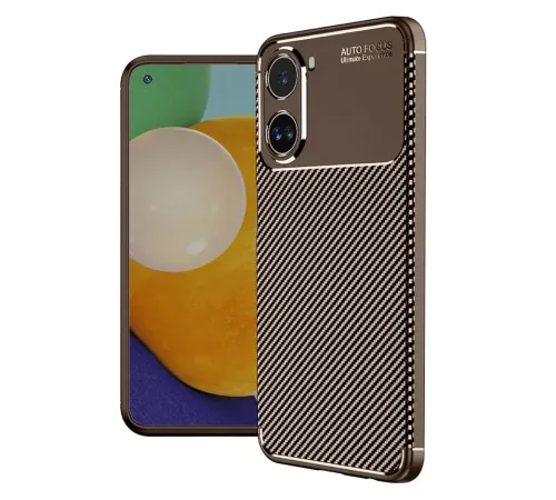 Xiaomi Poco X7 Pro Kılıf Auto Focus Karbon Kapak - Kahverengi