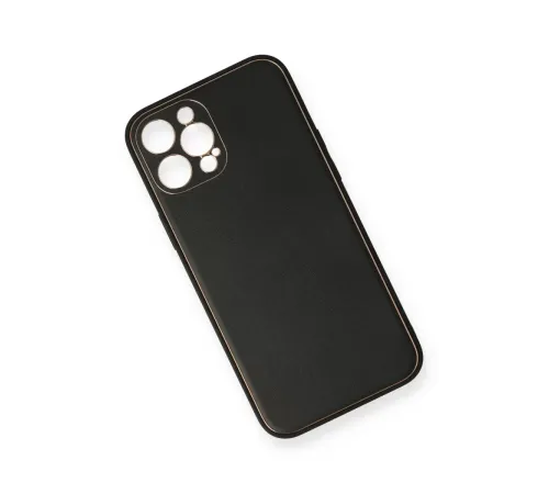 Apple iPhone 12 Pro Kılıf Coco Deri Silikon Kapak - Siyah