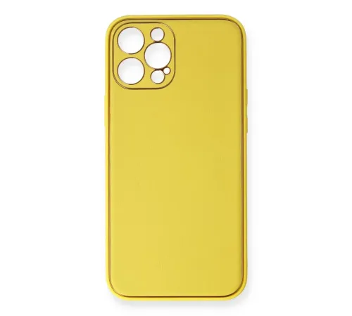 Apple iPhone 12 Pro Kılıf Coco Deri Silikon Kapak - Sarı