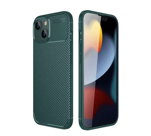 Apple iPhone 14 Kılıf Auto Focus Karbon Kapak - Koyu Yeşil