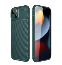 Apple iPhone 14 Kılıf Auto Focus Karbon Kapak - Koyu Yeşil
